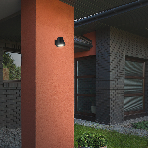 LED-Außenwandleuchte Neapel - Klarglas / Aluminium - 1-flammig - Schwarz