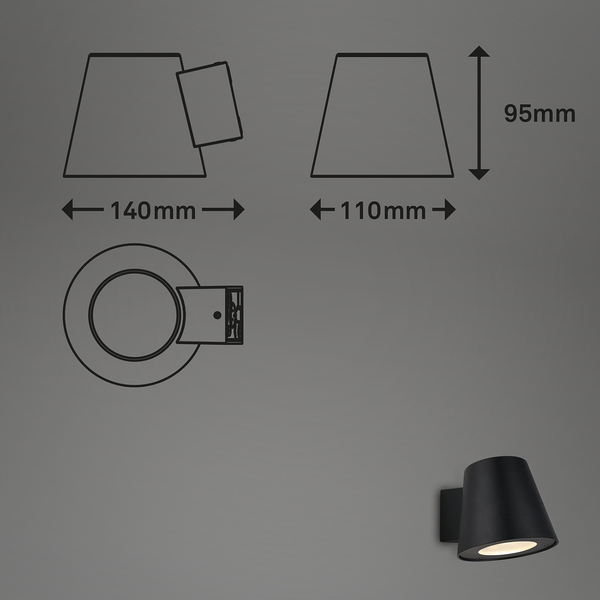 LED-Außenwandleuchte Neapel - Klarglas / Aluminium - 1-flammig - Schwarz