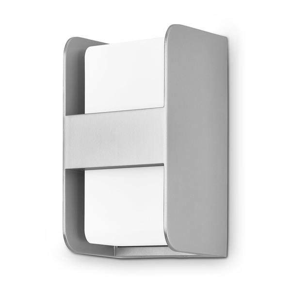 Außenwandleuchte Boxi - Polycarbonat / Aluminium - 1-flammig - Silber