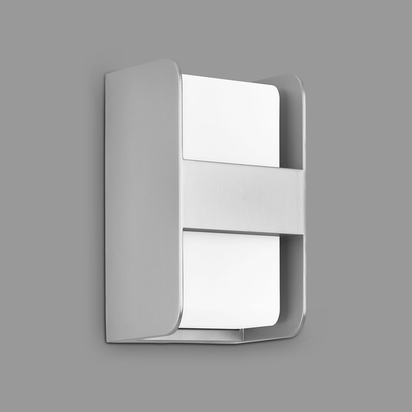 Außenwandleuchte Boxi - Polycarbonat / Aluminium - 1-flammig - Silber