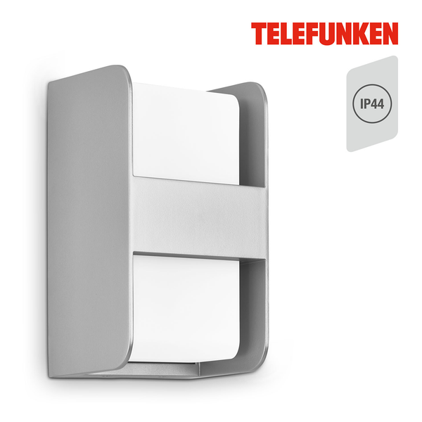 Außenwandleuchte Boxi - Polycarbonat / Aluminium - 1-flammig - Silber