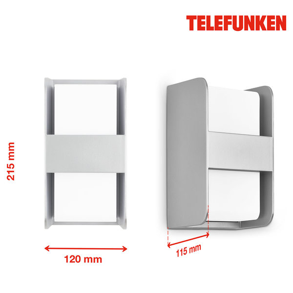 Außenwandleuchte Boxi - Polycarbonat / Aluminium - 1-flammig - Silber