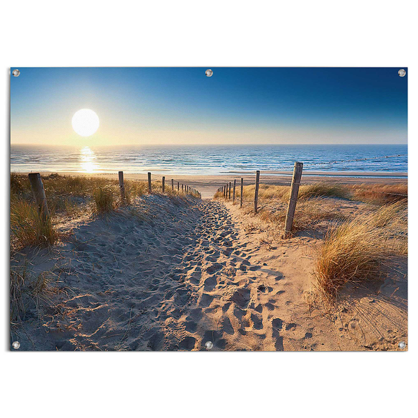 Outdoor-Poster Dünenweg zum Meer - PVC - Blau