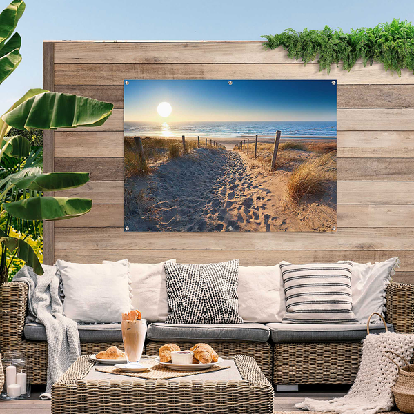 Outdoor-Poster Dünenweg zum Meer - PVC - Blau