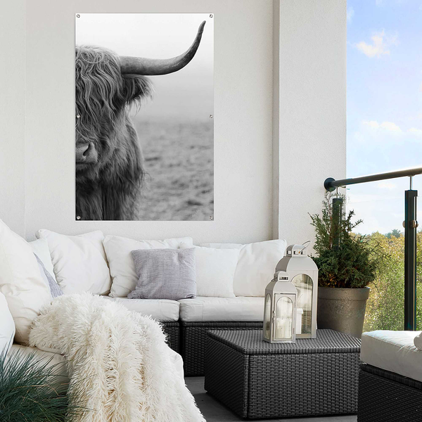 Outdoor-Poster Highlander Bulle - PVC - Schwarz / Weiß