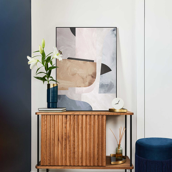 Gerahmtes Bild Abstrakte Illusion II - Holzrahmen ohne Glas - Beige