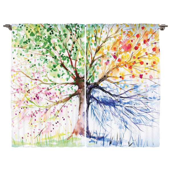 Fertiggardine Aquarell (2er-Set) - Polyester - Mehrfarbig - 140 x 175 cm