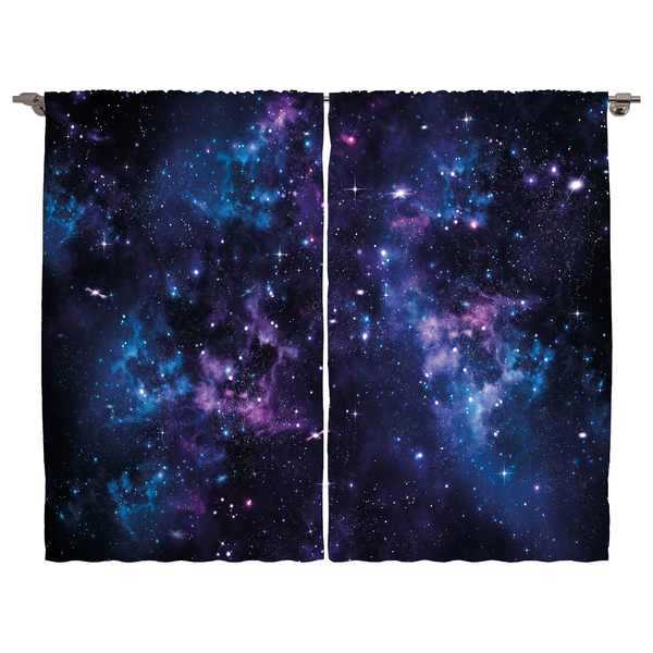 Fertiggardine Platz (2er-Set) - Polyester - Dunkellila / Blau - 140 x 175 cm