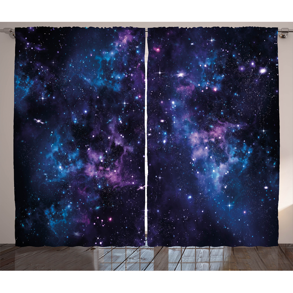Fertiggardine Platz (2er-Set) - Polyester - Dunkellila / Blau - 140 x 175 cm