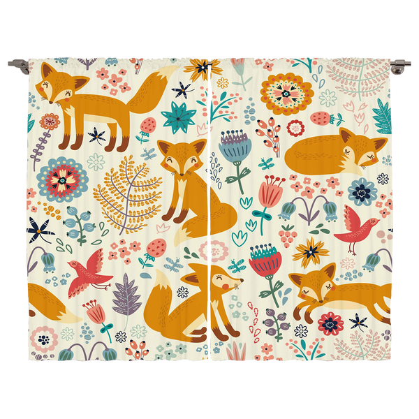 Fertiggardine Fuchs (2er-Set) - Polyester - Mehrfarbig - 140 x 175 cm