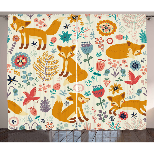 Fertiggardine Fuchs (2er-Set) - Polyester - Mehrfarbig - 140 x 175 cm