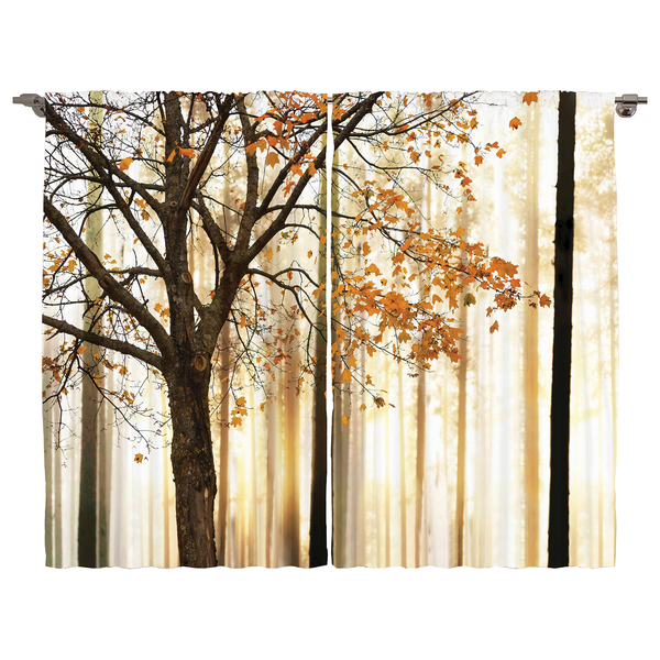 Fertiggardine Herbst II (2er-Set) - Polyester - Orange / Braun - 140 x 225 cm