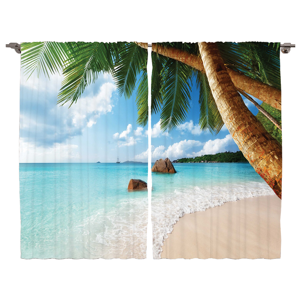 Fertiggardine Strand (2er-Set) - Polyester - Mehrfarbig - 140 x 225 cm