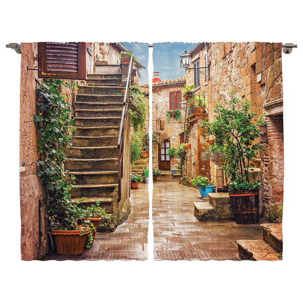 Fertiggardine Italien II (2er-Set) - Polyester - Mehrfarbig - 140 x 225 cm