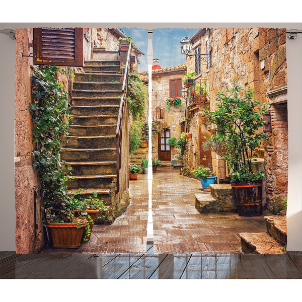 Fertiggardine Italien II (2er-Set) - Polyester - Mehrfarbig - 140 x 225 cm