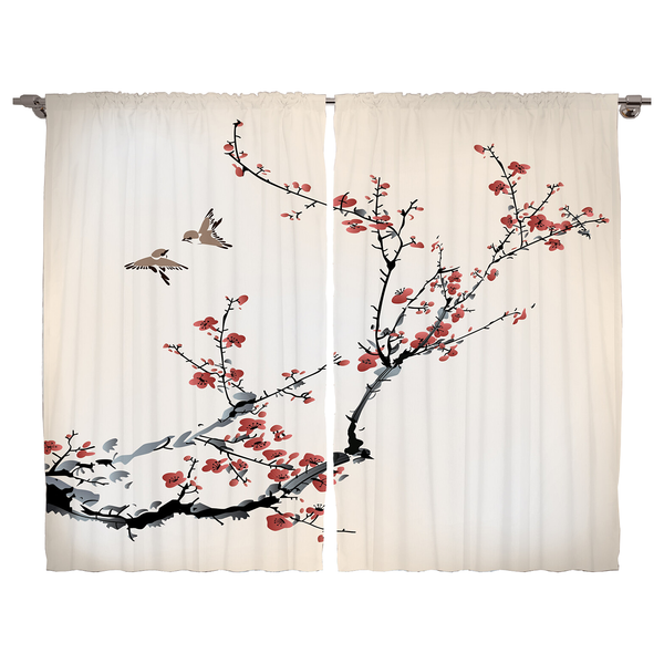 Fertiggardine Blumen I (2er-Set) - Polyester - Mehrfarbig - 140 x 225 cm