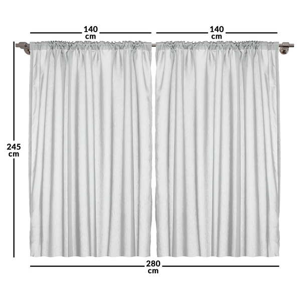 Fertiggardine Rustikal II (2er-Set) - Polyester - Blassbraun / Grau - 140 x 245 cm