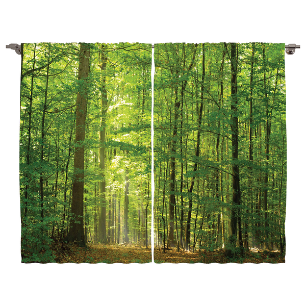 Fertiggardine Wald II (2er-Set) - Polyester - Grün - 140 x 245 cm