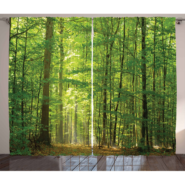 Fertiggardine Wald II (2er-Set) - Polyester - Grün - 140 x 245 cm
