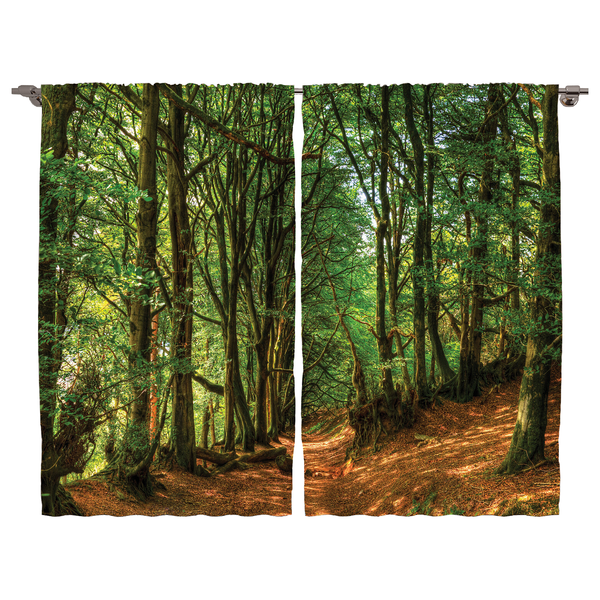 Fertiggardine Wald III (2er-Set) - Polyester - Grün / Braun - 140 x 245 cm