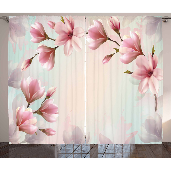 Fertiggardine Magnolie (2er-Set) - Polyester - Dunkle Koralle - 140 x 260 cm