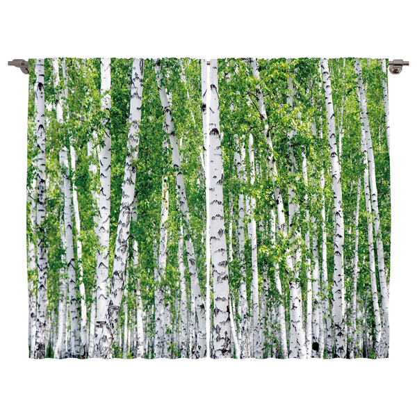 Fertiggardine Birke (2er-Set) - Polyester - Grün / Weiß - 140 x 245 cm