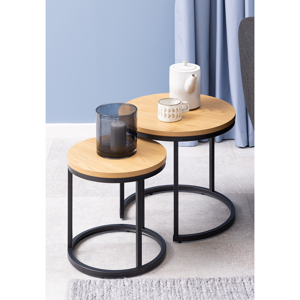 Beistelltisch Kaleo (2-teilig) - Wildeiche Dekor / Schwarz