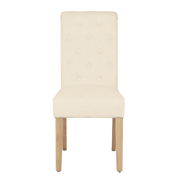 Polsterstuhl Neum 2er-Set - Webstoff / Eiche massiv - Weiß / Eiche