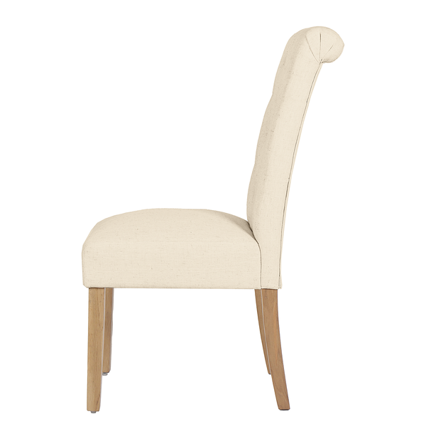 Polsterstuhl Neum 2er-Set - Webstoff / Eiche massiv - Weiß / Eiche