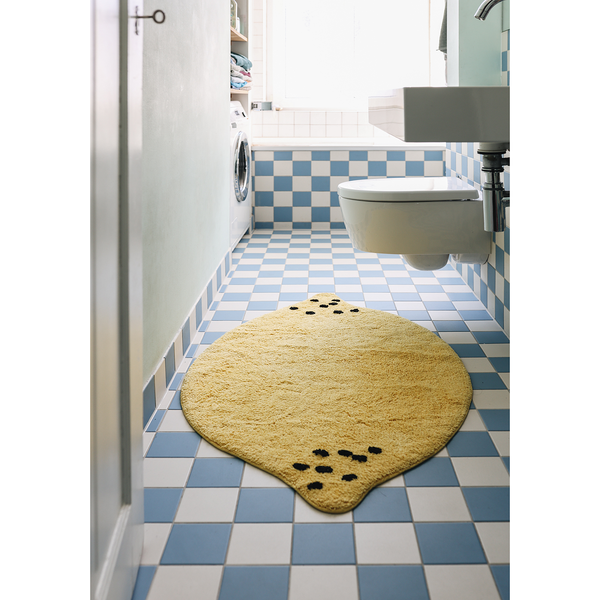 Badematte Bings Bath Lemon - Schurwolle - Gelb / Schwarz - 70 x 70 cm