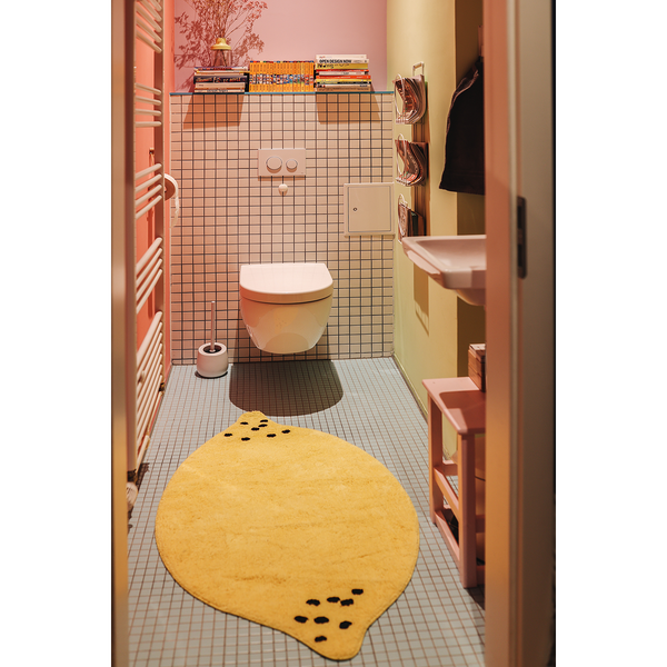 Badematte Bings Bath Lemon - Schurwolle - Gelb / Schwarz - 70 x 70 cm