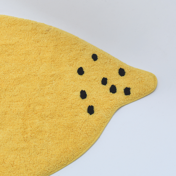 Badematte Bings Bath Lemon - Schurwolle - Gelb / Schwarz - 70 x 70 cm