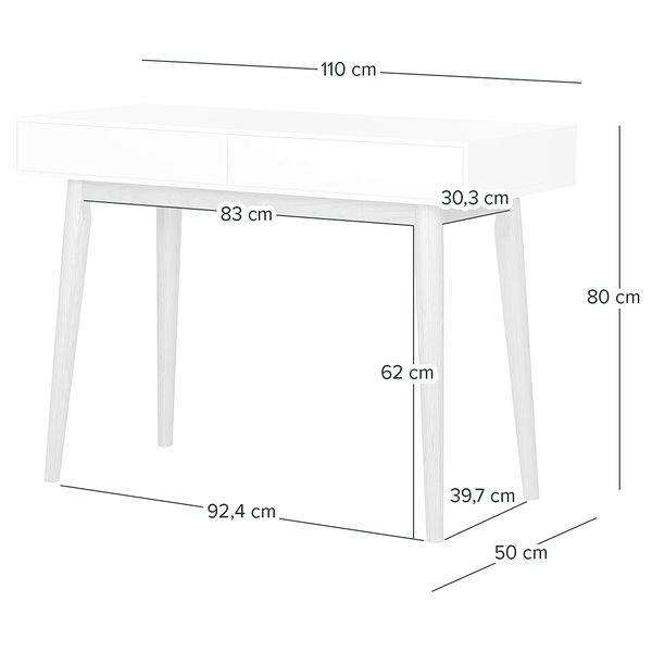 Schreibtisch LINDHOLM 2 Schubladen - Weiß / Eiche