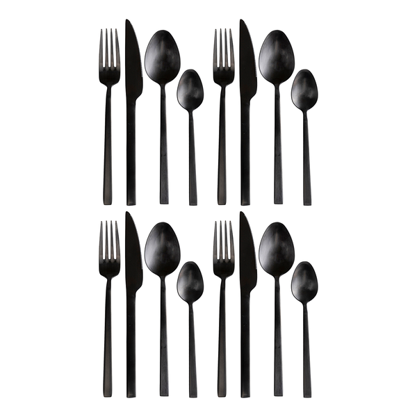 Besteck-Set Gloria (16-teilig) - Edelstahl - Schwarz