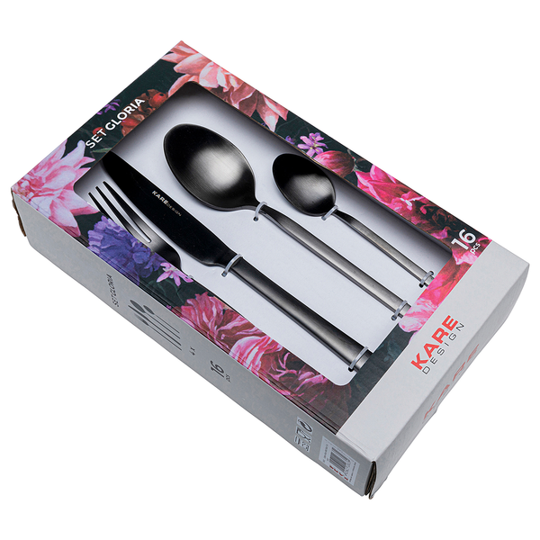 Besteck-Set Gloria (16-teilig) - Edelstahl - Schwarz