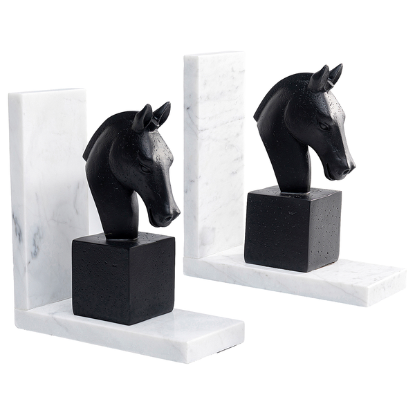 Buchstütze Horse (2-teilig) - Polyresin / Marmor - Mehrfarbig