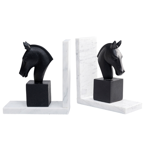 Buchstütze Horse (2-teilig) - Polyresin / Marmor - Mehrfarbig