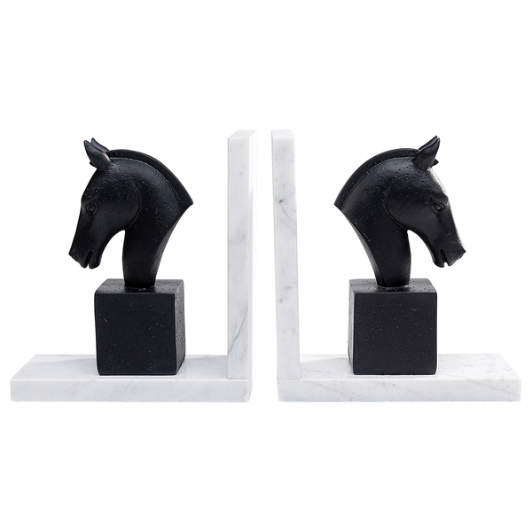 Buchstütze Horse (2-teilig) - Polyresin / Marmor - Mehrfarbig