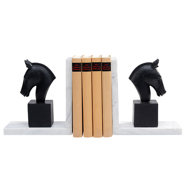 Buchstütze Horse (2-teilig) - Polyresin / Marmor - Mehrfarbig