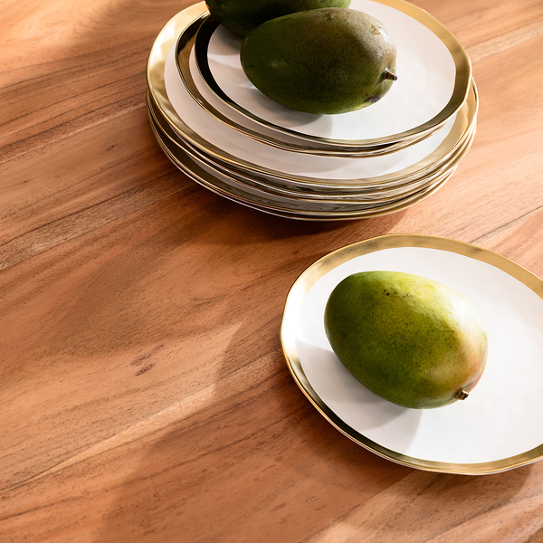 Frühstücksteller Bell (4er-Set) - Porzellan - Weiß  / Gold