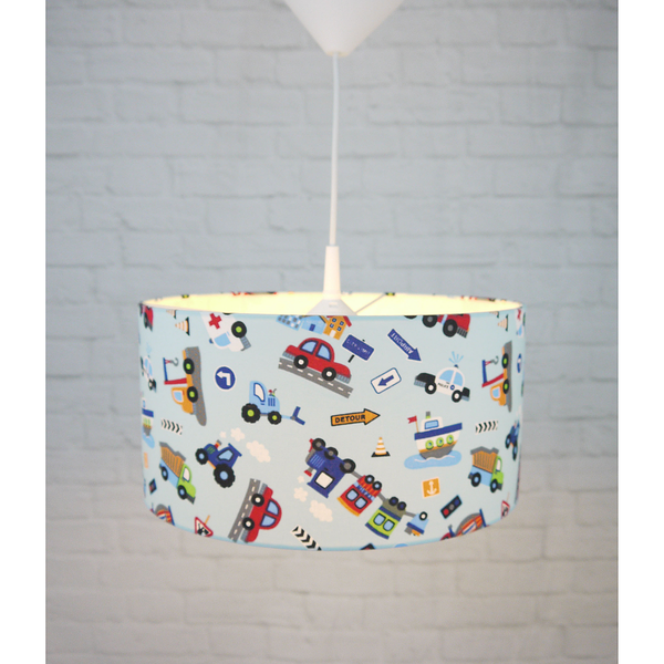 Kinderzimmerleuchte Fahrzeuge I - Baumwollstoff / Eisen - 1-flammig
