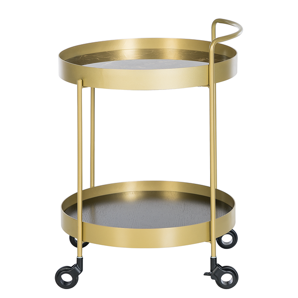 Servierwagen GLENDING - Keramik / Stahl - Marmor Braun Dekor / Gold