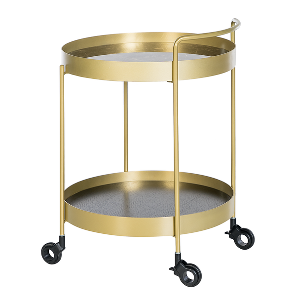 Servierwagen GLENDING - Keramik / Stahl - Marmor Braun Dekor / Gold