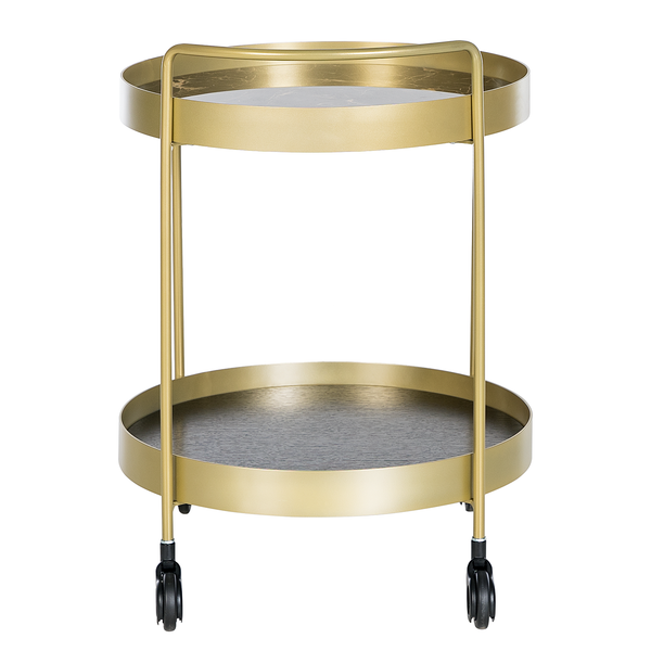 Servierwagen GLENDING - Keramik / Stahl - Marmor Braun Dekor / Gold
