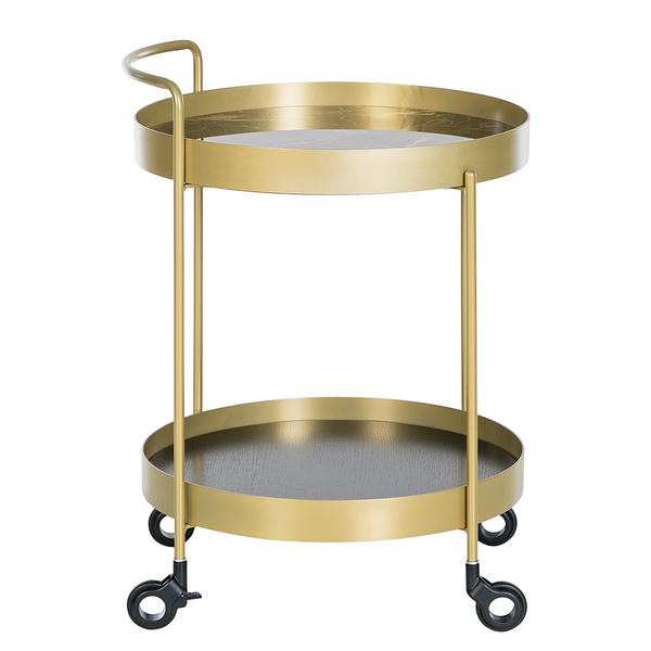 Servierwagen GLENDING - Keramik / Stahl - Marmor Braun Dekor / Gold