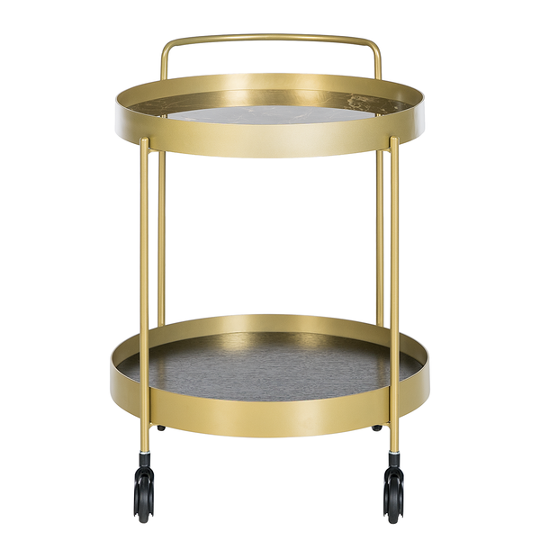Servierwagen GLENDING - Keramik / Stahl - Marmor Braun Dekor / Gold