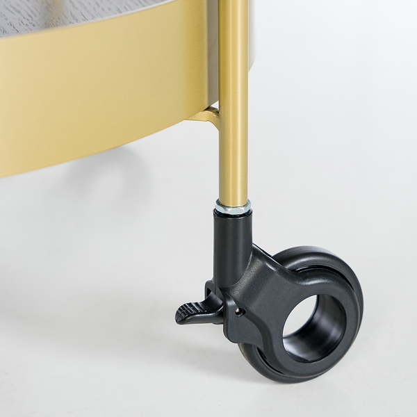 Servierwagen GLENDING - Keramik / Stahl - Marmor Braun Dekor / Gold