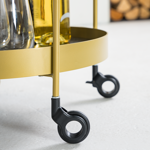Servierwagen GLENDING - Keramik / Stahl - Marmor Braun Dekor / Gold