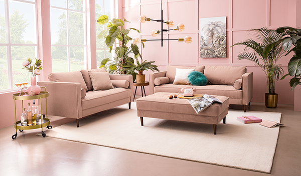 Servierwagen GLENDING - Keramik / Stahl - Marmor Braun Dekor / Gold