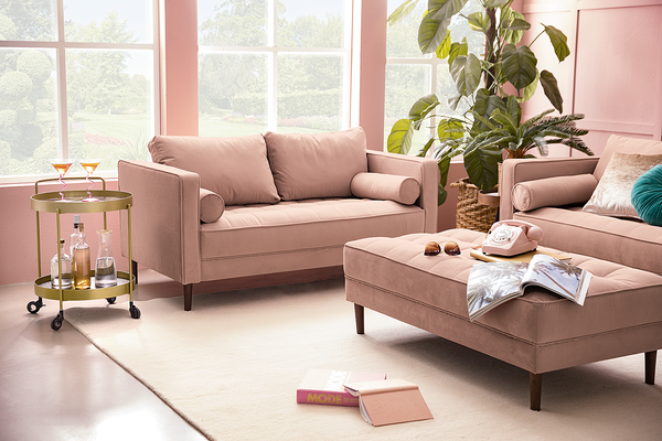 Servierwagen GLENDING - Keramik / Stahl - Marmor Braun Dekor / Gold